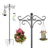 2 Packs 91in Heavy Duty Double Shepherds Hook Bird Feeder Pole Garden Hanging Holder with 5 Adjustable Height 5 Prong Base for Bird Feeder Garden Plan