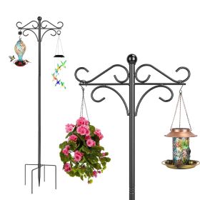2 Packs 91in Heavy Duty Double Shepherds Hook Bird Feeder Pole Garden Hanging Holder with 5 Adjustable Height 5 Prong Base for Bird Feeder Garden Plan