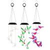 3Pack Solar Hummingbird Butterfly Dragonfly Wind Chimes 7 Color Changing Wind Chime for Outside IPX4 Waterproof Outdoor Garden Yard Decor