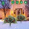 2Pcs Christmas Tree Urn Filler With Light Artificial Lighted Xmas Trees Light with Cones Berries Holiday Planter Filler LED Pathway Pine Tree IP44 Wat