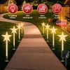8Pack Christmas Solar Stake Light 64LED Beads Star-Shaped Pathway Lights With 8 Lighting Modes IP64 Waterproof Xmas Decoration For Garden Patio Yard P