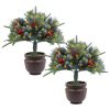 2Pcs Christmas Tree Urn Filler With Light Artificial Lighted Xmas Trees Light with Cones Berries Holiday Planter Filler LED Pathway Pine Tree IP44 Wat