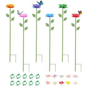 6Pack Metal Bee Watering Stations, Anti-Drowning Bee Butterfly Feeders Pollinator Stakes with Artificial Flowers for Outdoor Garden Courtyard Decor