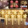 8Pack Christmas Solar Stake Light 64LED Beads Star-Shaped Pathway Lights With 8 Lighting Modes IP64 Waterproof Xmas Decoration For Garden Patio Yard P