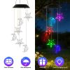 2Pack Solar Moon and Star Wind Chimes 7 Color Changing Wind Chimes for Outside IPX4 Waterproof Outdoor Garden Yard Decor