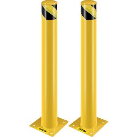 VEVOR Safety Bollard, 36 Inch Height Bollard Post, 4.5 Inch Diameter Steel Pipe Safety Bollard Post, Yellow Steel Bollard