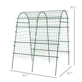 Metal Garden Trellis, Arch Trellis for Climbing Plants Outdoor, A-Frame, with Climbing Net, 57" x 66" x 81", Green