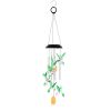 Solar Hummingbird Wind Chime with Aluminum Tubes 7 Color Changing Wind Chime for Outside IPX4 Waterproof Outdoor Garden Yard Decor