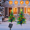 2Pack 37.4in Height Solar Christmas Tree With 100 Colorful LED Beads 8 Lighting Modes For Xmas Decoration IP44 Waterproof Outdoor Pathway Stake Light