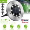 4Pcs Solar Powered Ground Light Outdoor Ip65 Waterproof Buried In-Ground Lamp Decorative Path Deck Lawn Patio Lamp