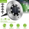 4Pcs Solar Powered Ground Light Outdoor Ip65 Waterproof Buried In-Ground Lamp Decorative Path Deck Lawn Patio Lamp