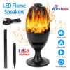 Led Flame Speakers Torch Wireless Speaker Waterproof Stereo Bass Speaker Outdoor Light-Up Speaker Atmosphere Led Flickers Night Light Patio Stake Ligh