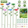 6Pack Metal Bee Watering Stations, Anti-Drowning Bee Butterfly Feeders Pollinator Stakes With Artificial Flowers For Outdoor Garden Courtyard Decor
