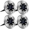 4Pcs Solar Powered Ground Light Outdoor Ip65 Waterproof Buried In-Ground Lamp Decorative Path Deck Lawn Patio Lamp