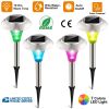 4Packs Solar Garden Lights Outdoor Ip44 Waterproof Solar Pathway Lights Color Changing Landscape Lamps 10Hrs Lawn Lighting For Yard Driveway Walkway