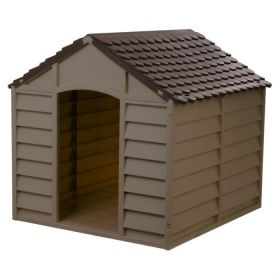 Large Heavy Duty Outdoor Waterproof Dog House In Brown Polypropylene