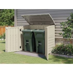 Cream Beige And Grey Outdoor Heavy Duty Plastic Garbage Bin Trash Can Storage Shed
