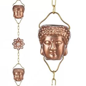 8.5 Ft. Buddha Head Cups And Ohm Ornaments Copper Rain Chain Gutter Downspout