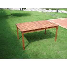 Rectangle 59 X 31.5-Inch Solid Wood Patio Dining Table With Center Umbrella Hole