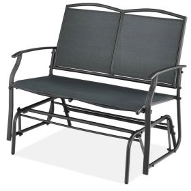 2 Seat Mesh Patio Loveseat Swing Glider Rocker With Armrests In Charcoal