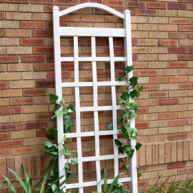 6 Ft White Vinyl Garden Trellis With Arch Top With Ground Mount Anchors