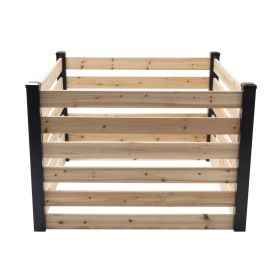 244 Gallon Outdoor Cedar Wooden Compost Bin In Natural Black Wood Finish