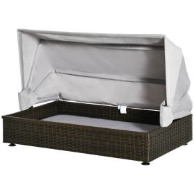Espresso Wicker Foldable Canopy Raised Dog Bed House With 2 In Thick Cushion