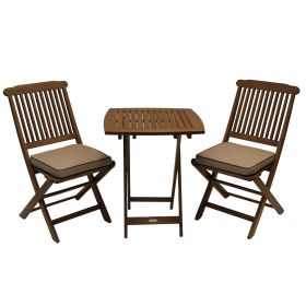 3-Piece Bistro Style Outdoor Patio Furniture Chair Table Set With Cushions
