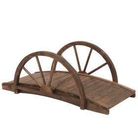 Farmhome 3.3Ft Fir Wood Half Wheeled Stained Garden Bridge