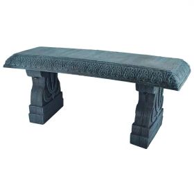 Black Fiber-Clay Resin Outdoor Garden Bench In Stone Finish