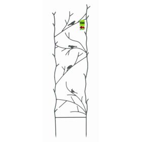 4-Ft High Garden Trellis With Metal Birds Branch Design In Espresso