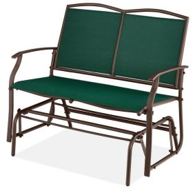 2 Seat Mesh Patio Loveseat Swing Glider Rocker With Armrests In Hunter Green