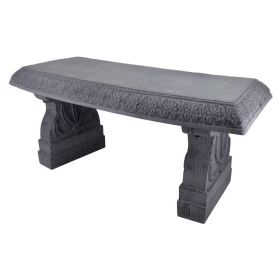 Outdoor Fiber-Clay Garden Bench In Grey Stone Finish