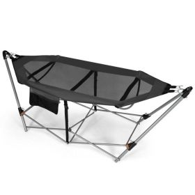 Grey Portable Camping Foldable Hammock With Stand And Carry Case