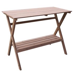 Indoor Outdoor Wood Potting Bench Garden Table With Lower Shelf