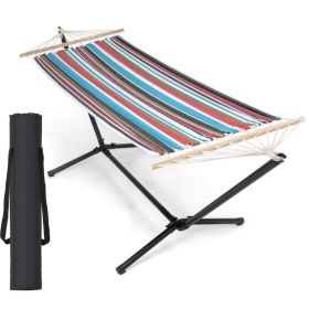 Portable Poly-Cotton Hammock With Stand And Carrying Case