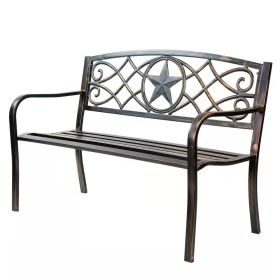 Powder Coated Steel 4-Ft. Outdoor Patio Garden Bench In Bronze Metal Finish