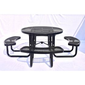 Heavy Duty Steel Metal Round Picnic Table W/ 4 Benches Outdoor Patio Dining Set