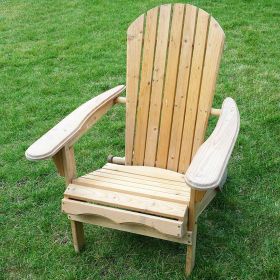 Folding Adirondack Chair For Patio Garden In Natural Wood Finish