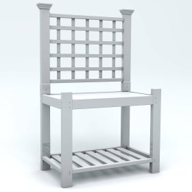 Outdoor White Vinyl Garden Classic Potting Bench With Shelf