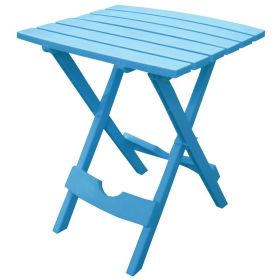 Pool Blue Folding Side Table In Durable Patio Furniture Plastic Resin