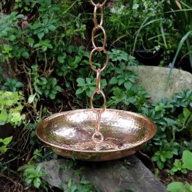 Hand Hammered Copper Polished Rain Chain Basin - 16.5 Inch Diameter