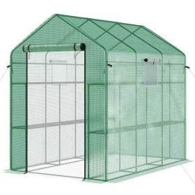 7 Ft X 4.7 Ft Oudoor Greenhouse With Steel Frame And Green Pe Cover