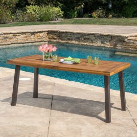 Acacia Wood 69 X 32 Inch Outdoor Patio Dining Table In Teak Finish