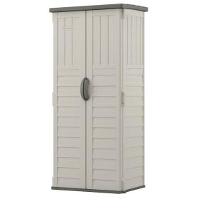 Outdoor Heavy Duty 22 Cubic Ft Vertical Garden Storage Shed In Taupe Grey