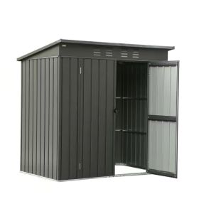Outdoor Black Galvanized Steel Metal Storage Shed - 6Ft. X 4 Ft.