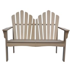 Outdoor Cedar Wood Loveseat Garden Bench In Taupe Grey Finish