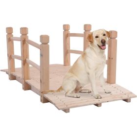 Outdoor Solid Wood 5-Ft Garden Bridge In Natural Wood Finish