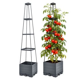 2Pack Raised Garden Bed Boxes with Trellis 56" Tomato Self-Watering Planter Box Indoor Outdoor with 4 Adjustable Heights 10 Clips 65FT Ties for Climbi (Option: PcGardenBed_GPCT5625)