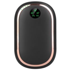 2 Colors Options -- 1Pc Rechargeable Hand Warmer Electric Hand Heater Portable Reusable Pocket Warmer Power Bank With Digital Display Sunset Ligh (Color: BLACK)